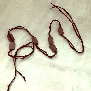 Black Cord Belt with Brown Wood Accents